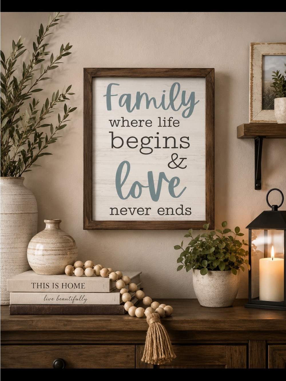 Wall art: Family where life begins & love never ends; brand new